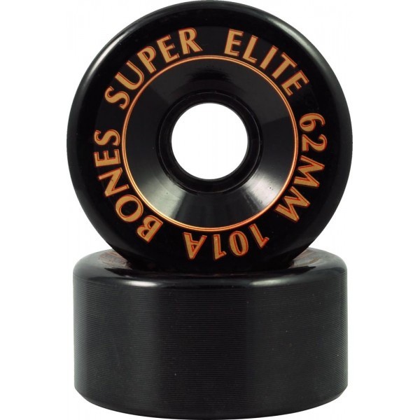 Bones Super Elite 62mm Roller Skate Wheels - 8 Pack 2013, Black, medium