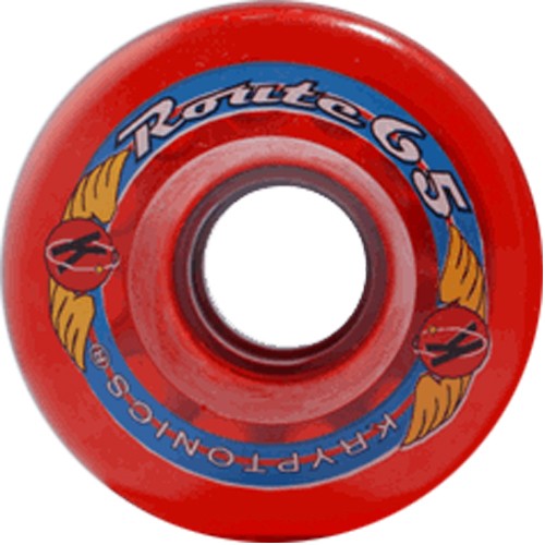 Kryptonics Route 65mm Roller Skate Wheels - 8 Pack 2013, Clear Red, swatch