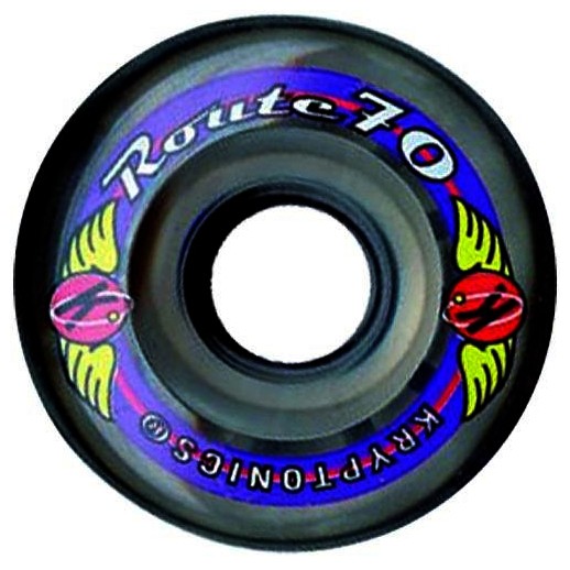 Kryptonics Route 70mm Roller Skate Wheels - 8 Pack 2013, Black, medium