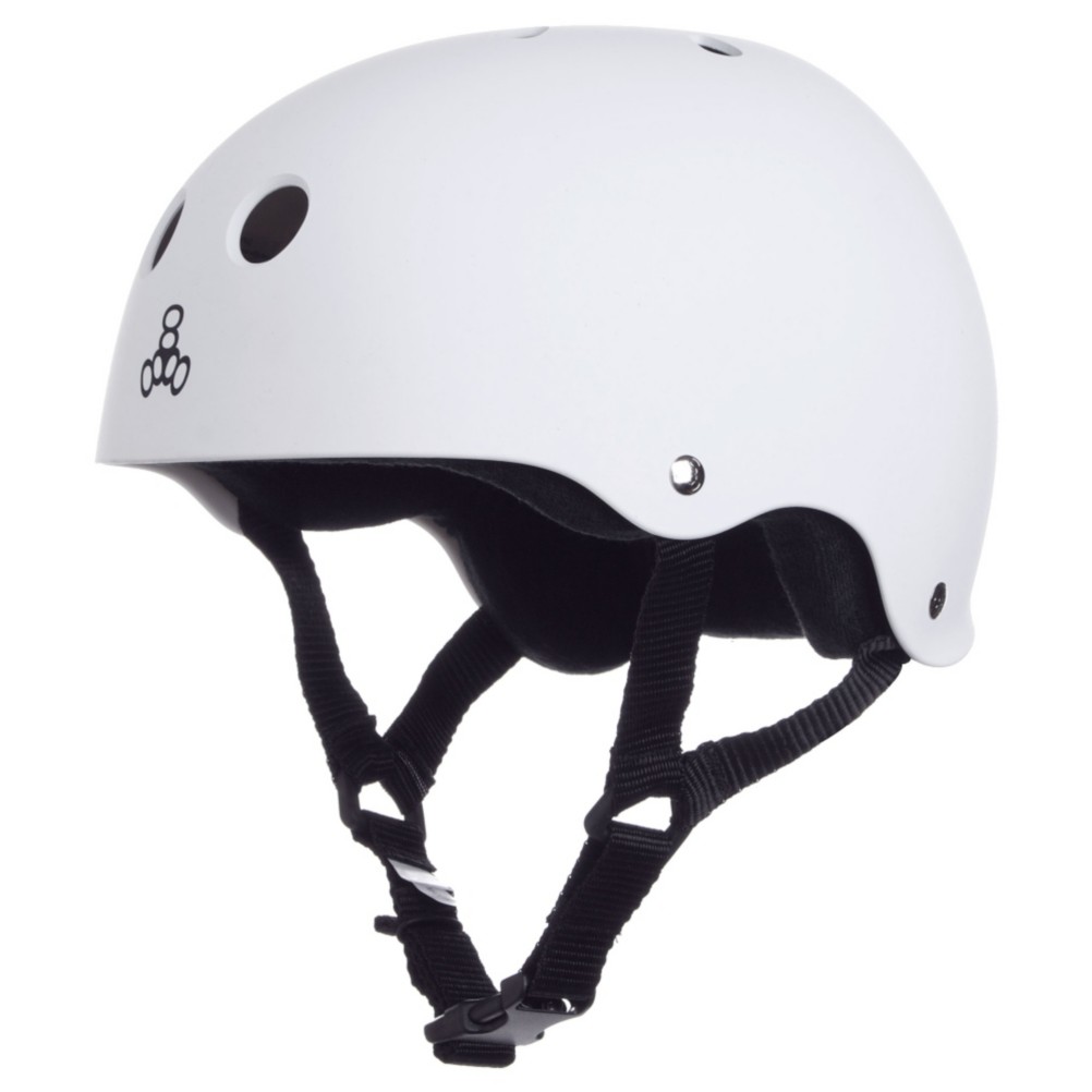 Triple 8 Brainsaver SweatSaver Mens Skate Helmet, White Rubber, medium