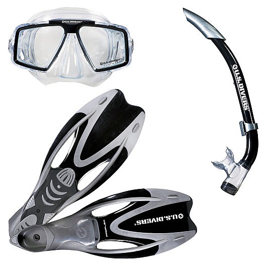 US Divers Captain LX / Sonora / Proflex FX Snorkel Set, Black, medium