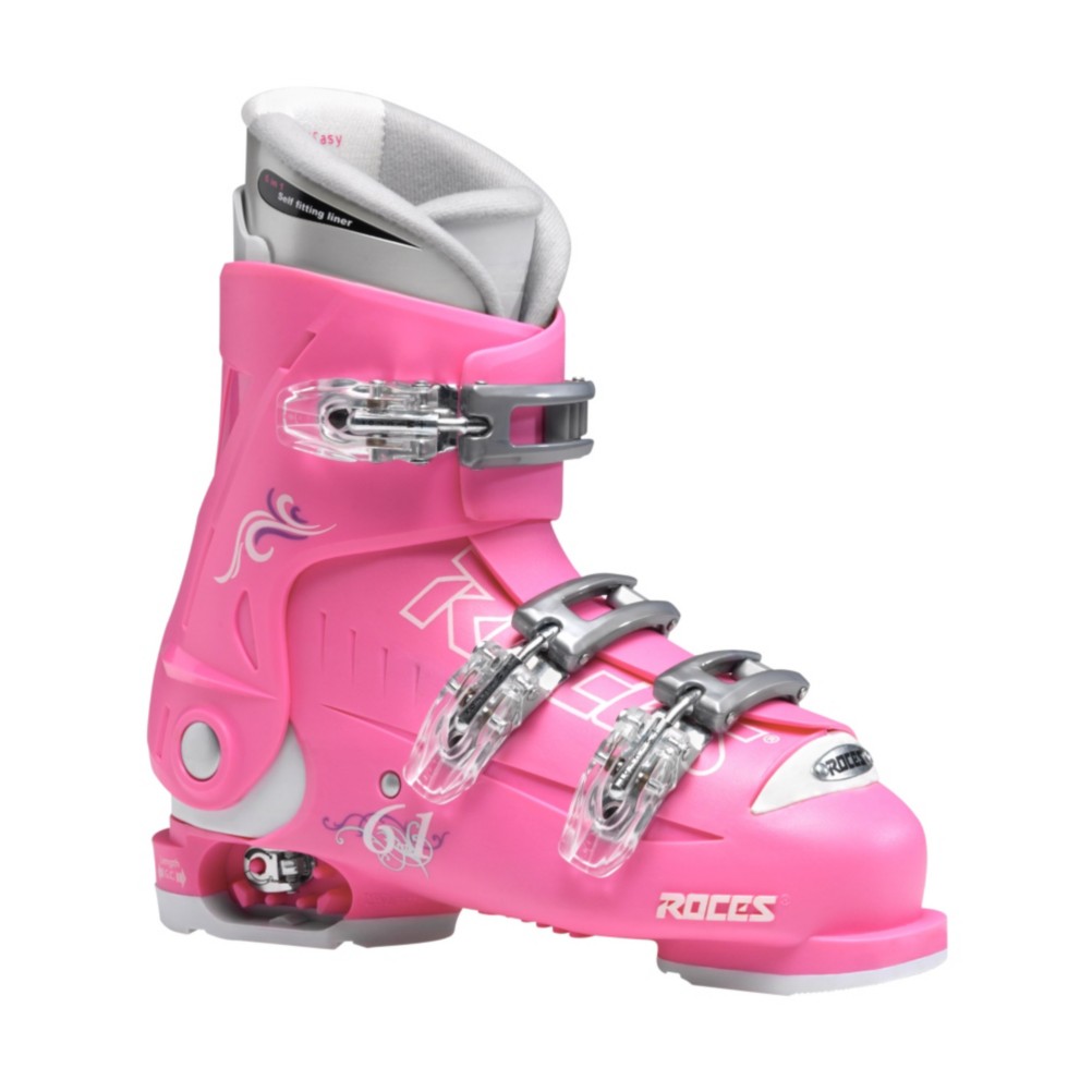 Roces Idea Adjustable Girls Ski Boots 2014, Pink, medium