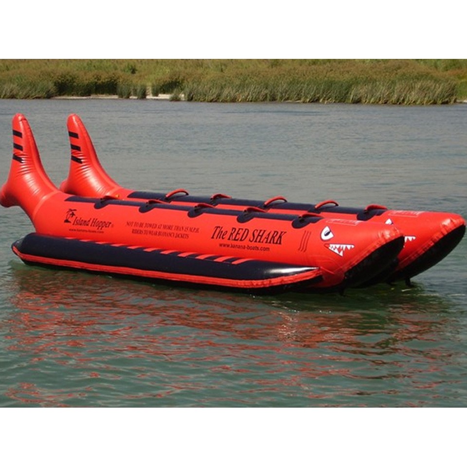 Island Hopper The Red Shark Banana Boat 10 Passenger Side-By-Side Towable Tube, , medium