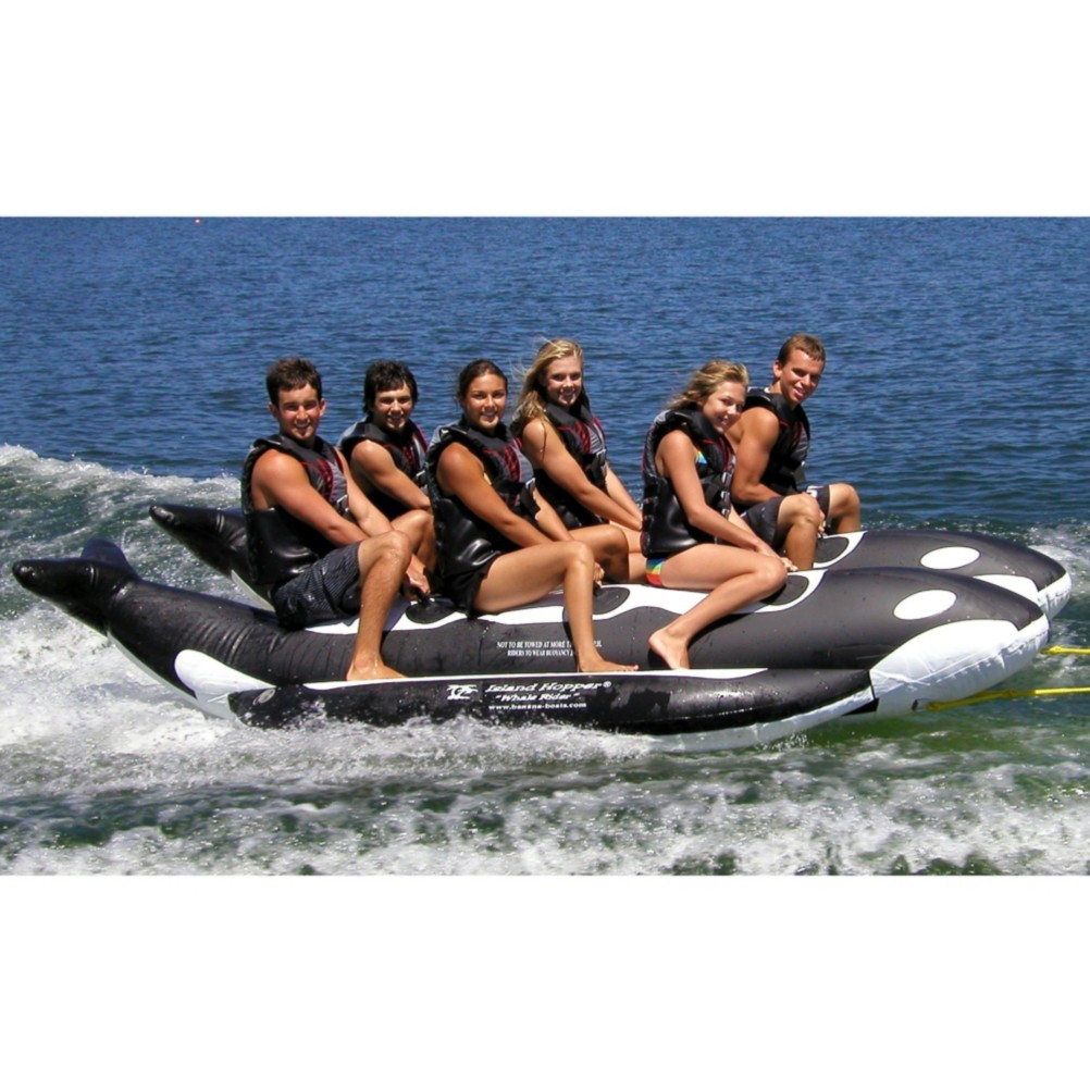 Island Hopper Whale Ride Commercial Banana Boat 6 Passenger Side-By-Side Towable Tube, , medium