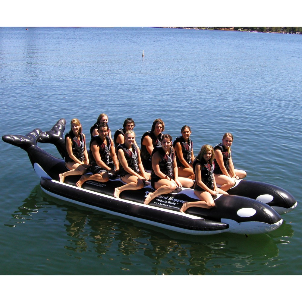 Island Hopper Whale Ride Commercial Banana Boat 10 Passenger Side-By-Side Towable Tube, , medium