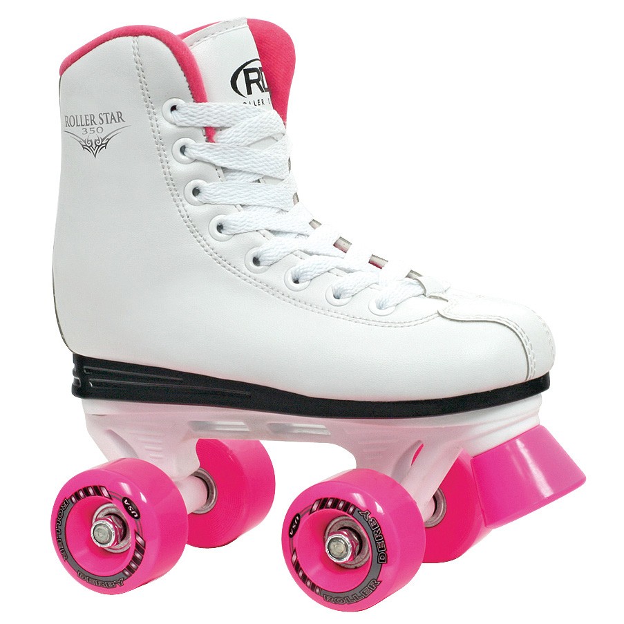 Roller Derby Roller Star 350 Girls Roller Skates 2013, White-Pink, medium