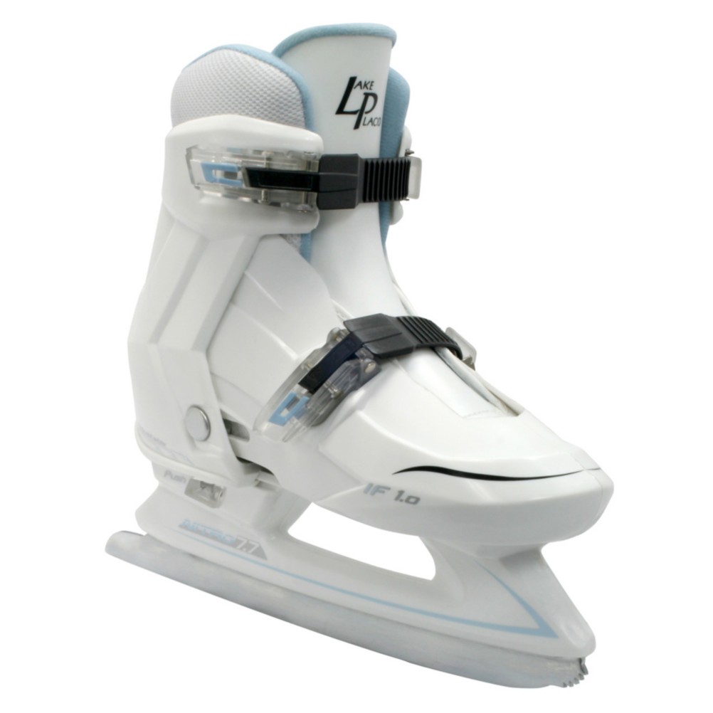 Lake Placid Nitro Adjustable Girls Figure Ice Skates, White-Blue, medium