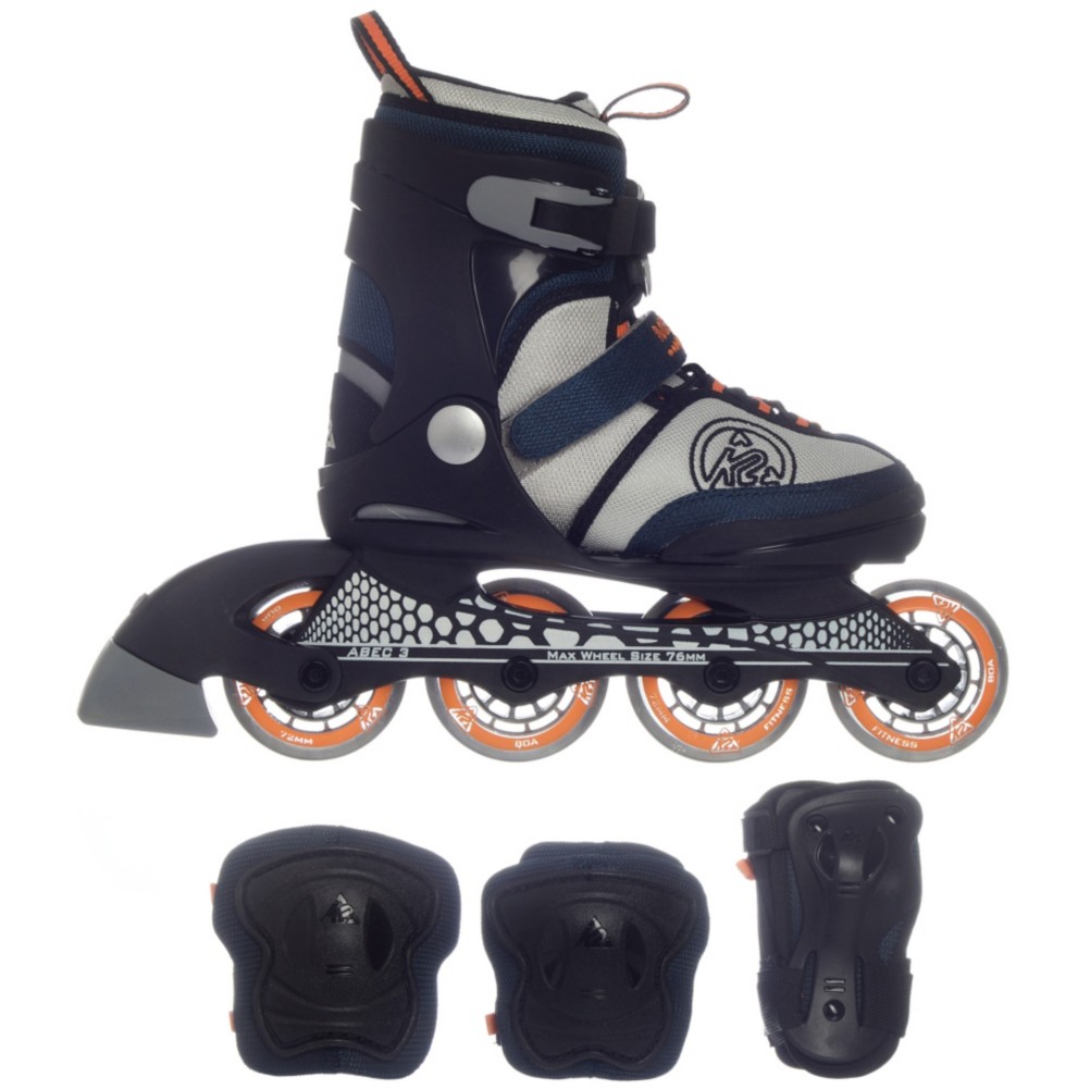 K2 Merlin Jr 3 Pad Pack and Adjustable Kids Inline Skates 2010