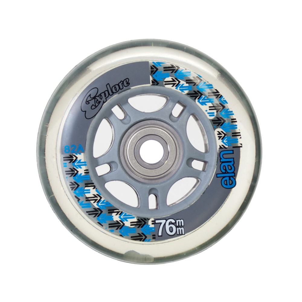 Explore Elan 76mm Inline Skate Wheels with ABEC 7 Bearings - 8 Pack, 82a, medium