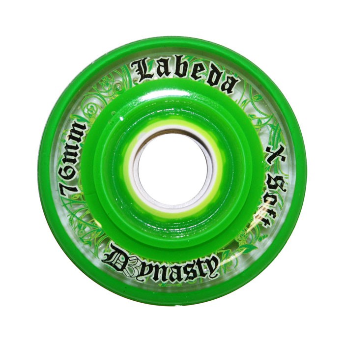 Labeda D3 Dynasty X Soft Inline Hockey Skate Wheels - 4 Pack, Clear-Green, medium