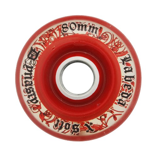 Labeda D3 Dynasty X Soft Inline Hockey Skate Wheels - 4 Pack, Clear-Red, swatch