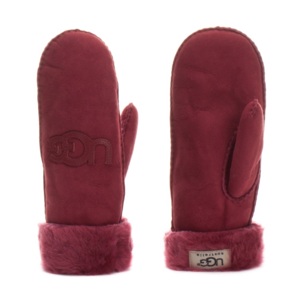 UGG Australia Logo Mittens Womens Gloves, Sangria, swatch
