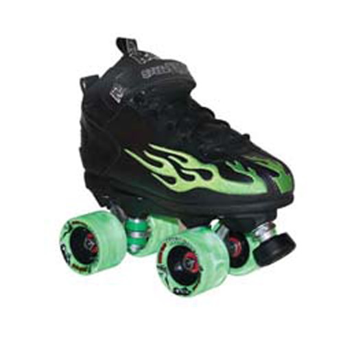Rock Lime Swirl Speed Roller Skates 2013, Black-Lime Flames, medium