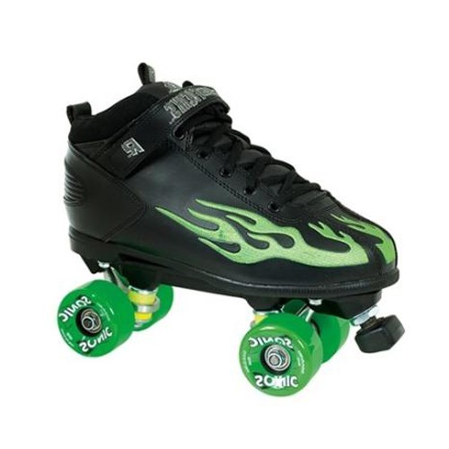 Rock  Sonic Outdoor Roller Skates 2013, Black-Green Flames, swatch