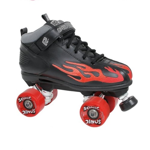 Rock  Sonic Outdoor Roller Skates 2013, Black-Red Flames, swatch