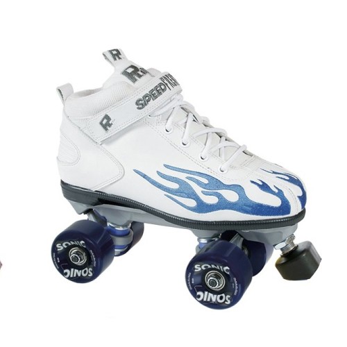 Rock  Sonic Outdoor Roller Skates 2013, White-Blue Flames, swatch