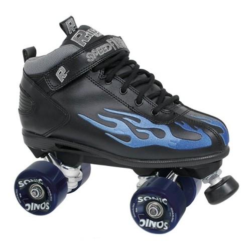 Rock  Sonic Outdoor Roller Skates 2013, Black-Blue Flames, medium