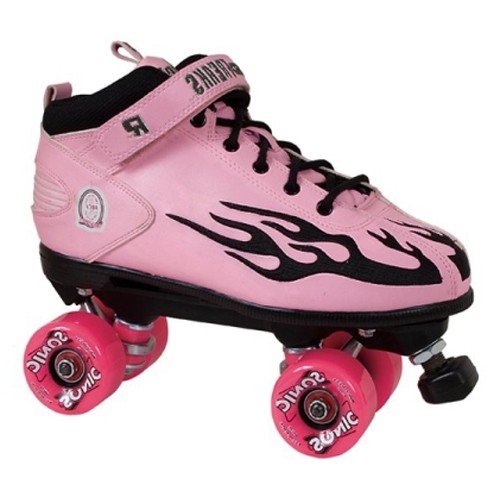 Rock  Sonic Outdoor Roller Skates 2013, Pink-Black Flames, swatch