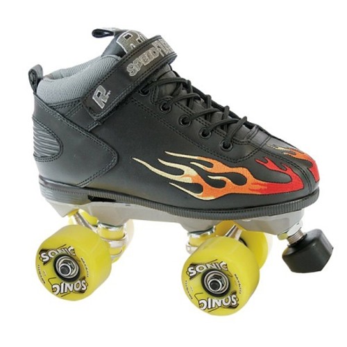 Rock  Sonic Outdoor Roller Skates 2013, Black-Multi Colored Flames, swatch