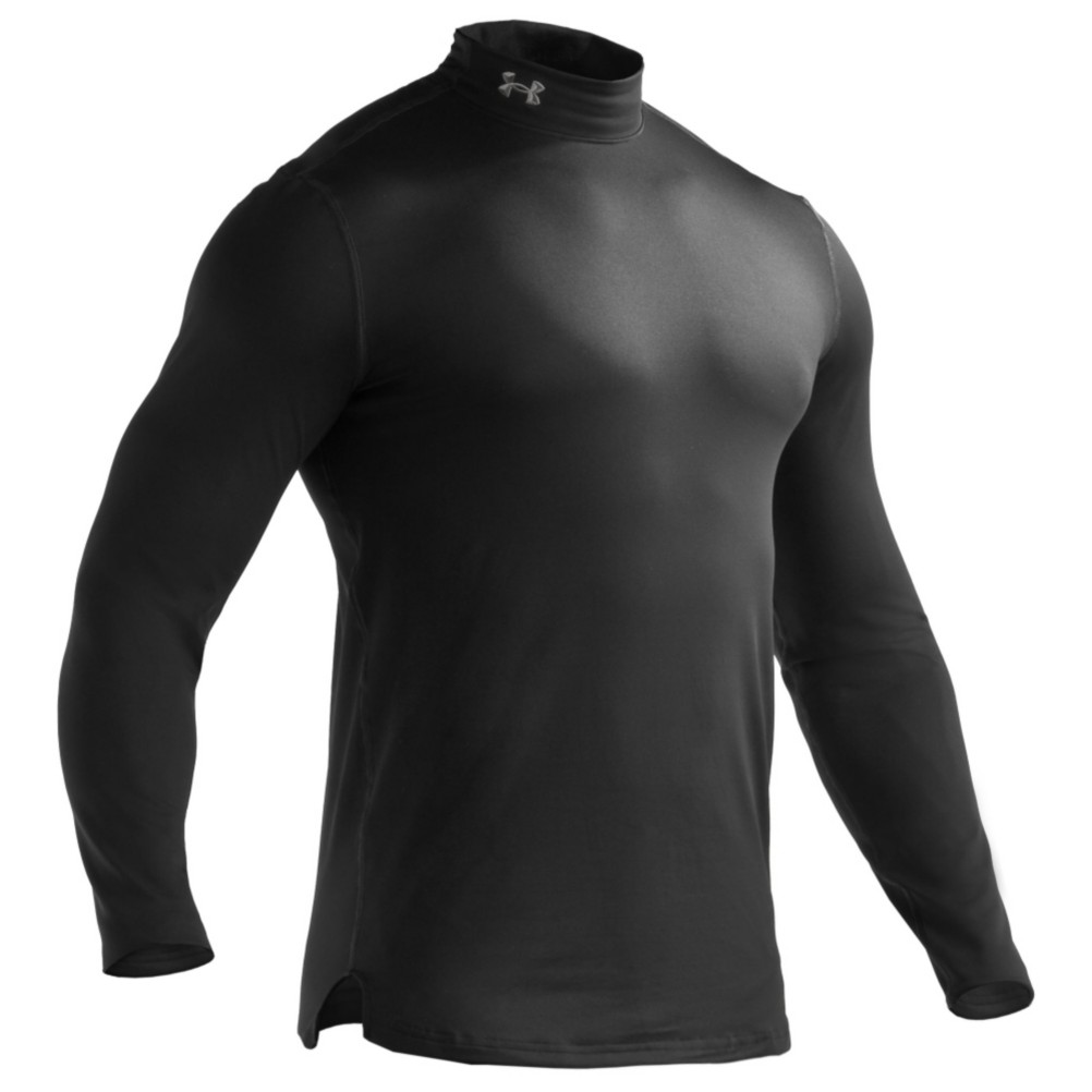 Under Armour Evo ColdGear Fitted Mock Mens Long Underwear Top, Black-Graphite, medium