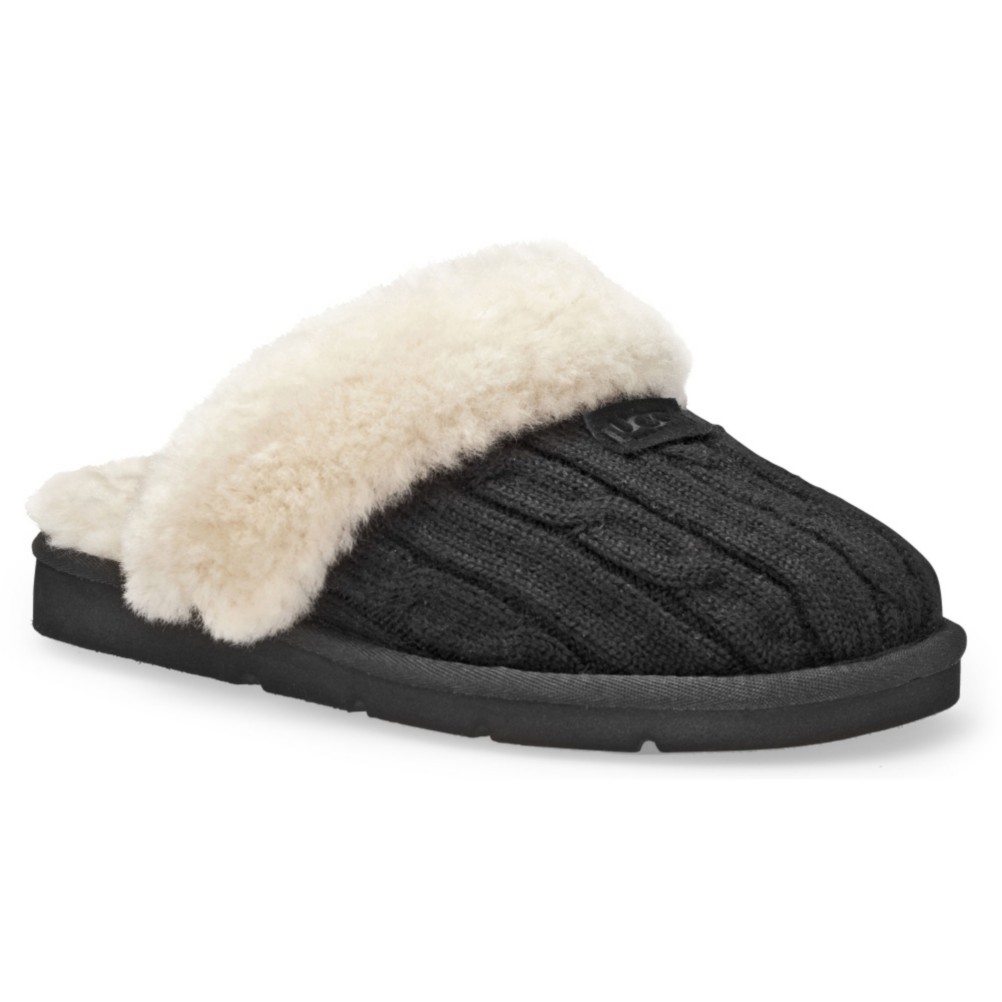 UGG Australia Cozy Knit Womens Slippers, Black, medium