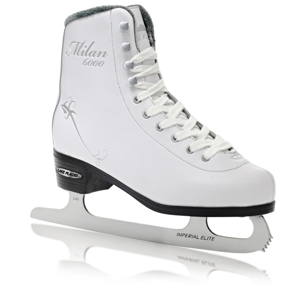 Lake Placid Milan 6000 Traditional Womens Figure Ice Skates, White, medium