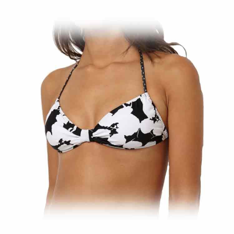 Roxy Abstract Sky Angel Bra Bathing Suit Top, Black, swatch