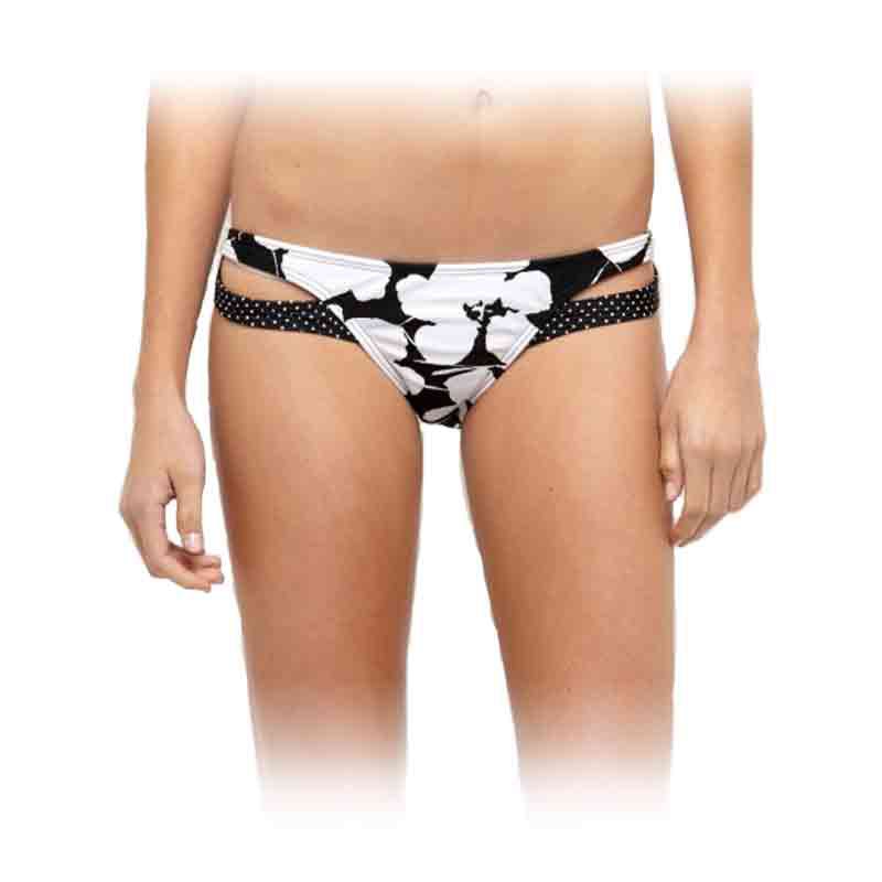 Roxy Abstract Sky Double Scooter Bathing Suit Bottoms, Black, swatch