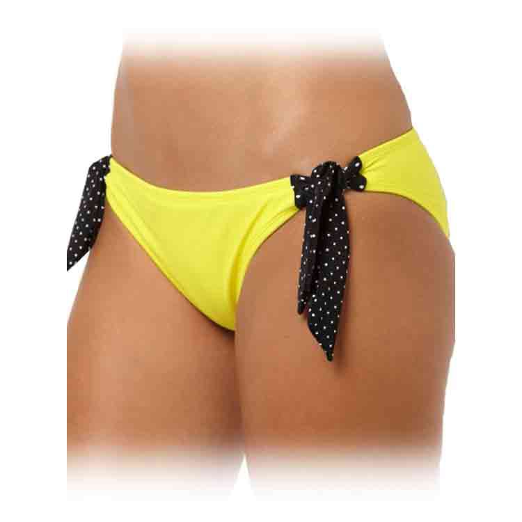 Roxy Stop And Glow Solid Retro Tie Side Bathing Suit Bottoms, Neon Yellow, swatch
