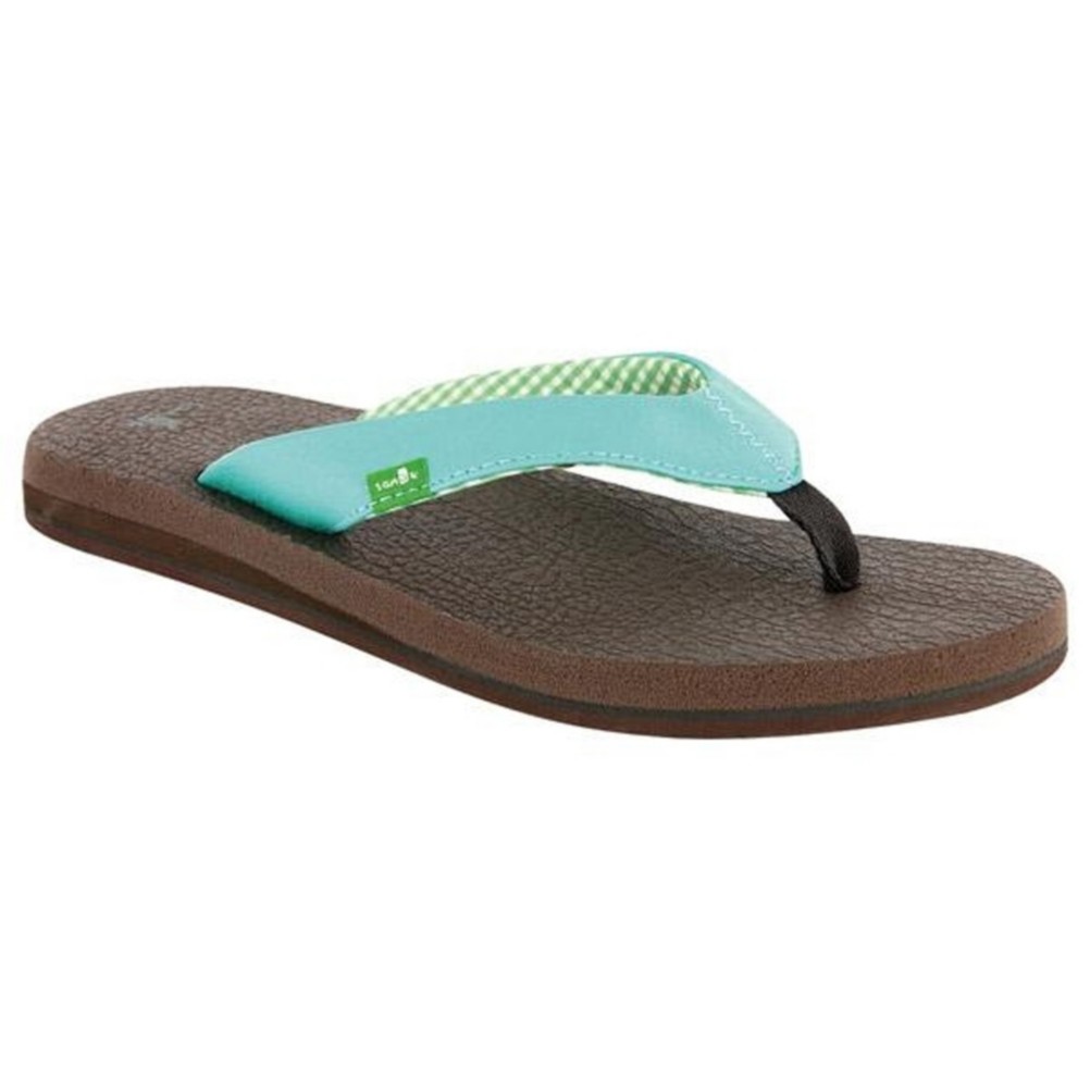Sanuk Yoga Mat Womens Flip Flops, Aqua, medium
