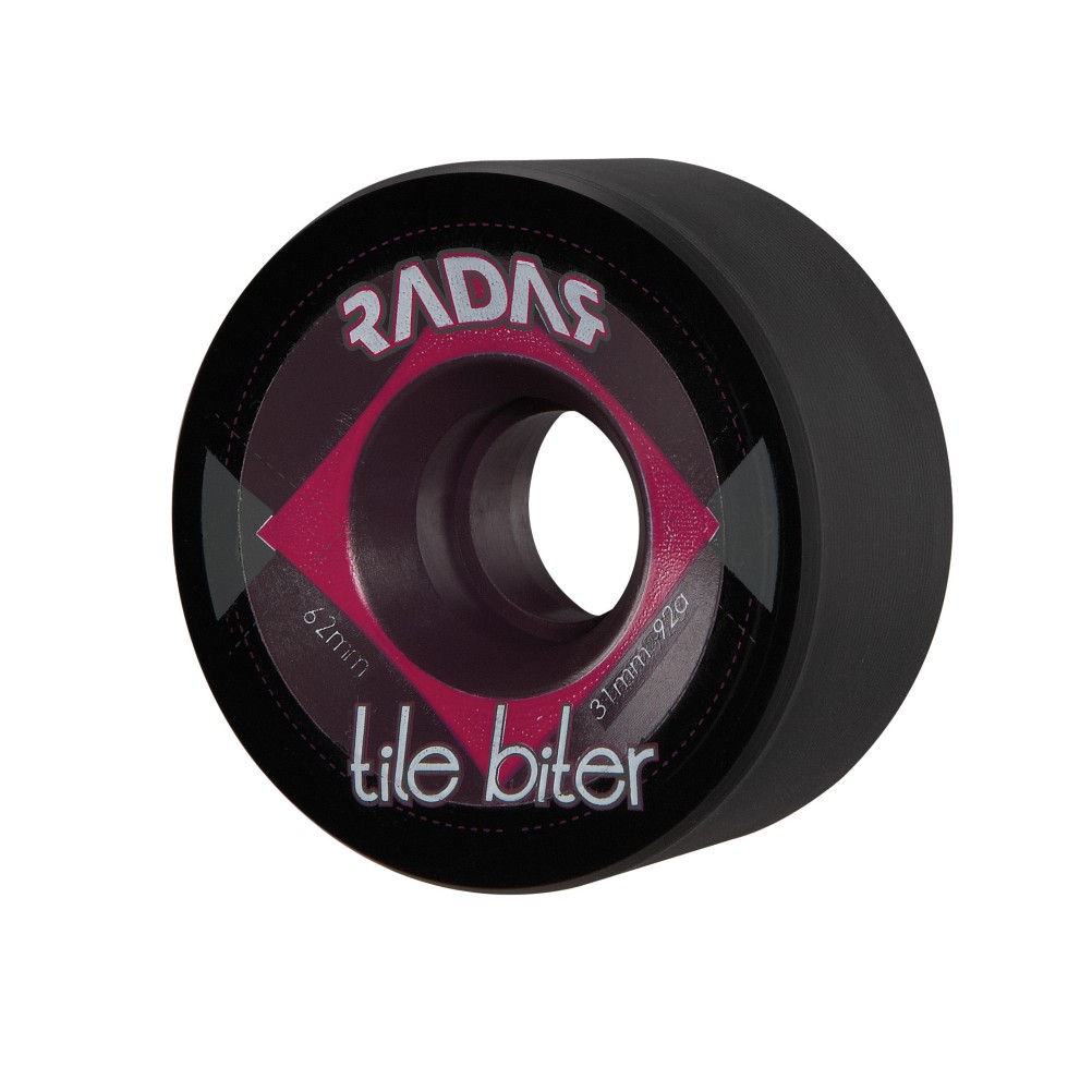 Radar Tile Biter Roller Skate Wheels - 4 Pack, Black, medium