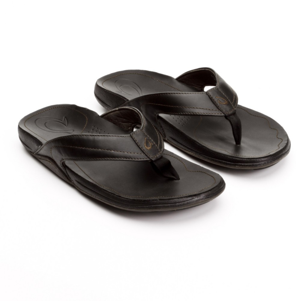 Olukai Kumu Mens Flip Flops, Black-Black, swatch