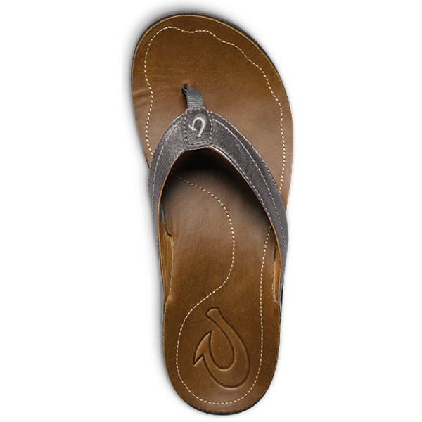 Olukai Kumu Womens Flip Flops, Pewter-Rattan, swatch