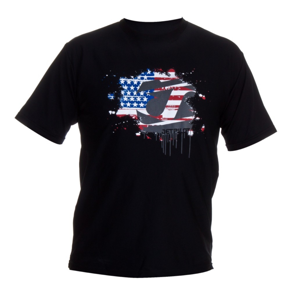 Jetpilot American Board Shirt Mens Rash Guard, Black, swatch