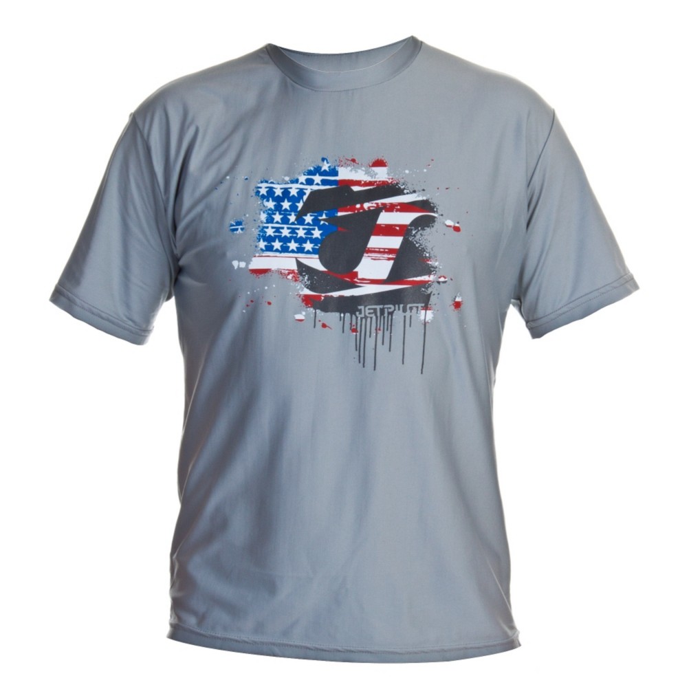 Jetpilot American Board Shirt Mens Rash Guard, Light Grey, swatch