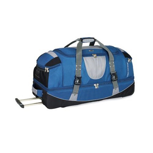 High Sierra 36 Inch Drop-Bottom Wheeled Duffel Bag, Blue Yonder Tungsten Black, swatch