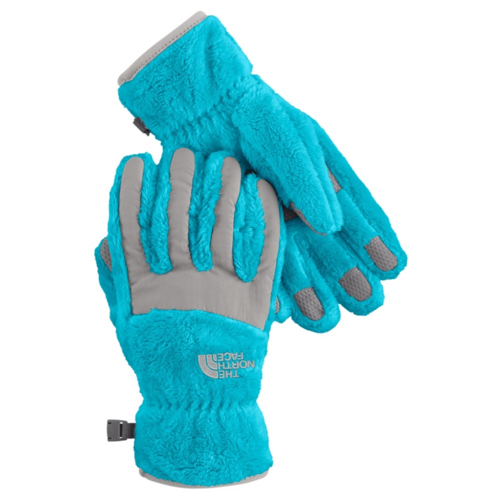 The North Face Denali Thermal Girls Gloves, Turquoise Blue-Metallic Silver, swatch
