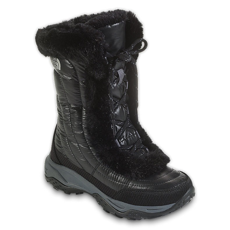 The North Face Nuptse Fur II Girls Boots, Shiny Black-Black, swatch