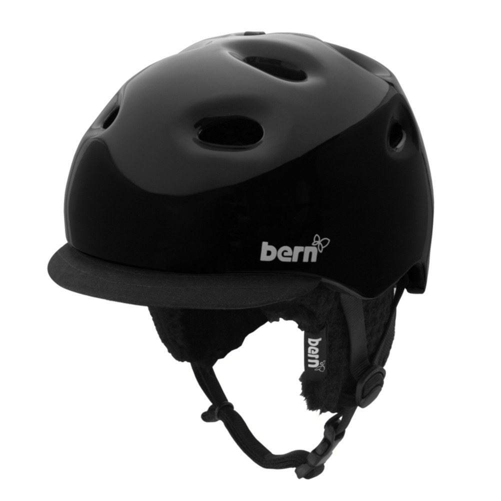 Bern Cougar 2 Womens Audio Helmet, Gloss Black-Black Audio Knit, medium