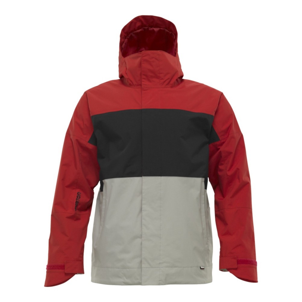 Burton Launch Mens Insulated Snowboard Jacket, Cardinal-True Black-Iron Grey, swatch
