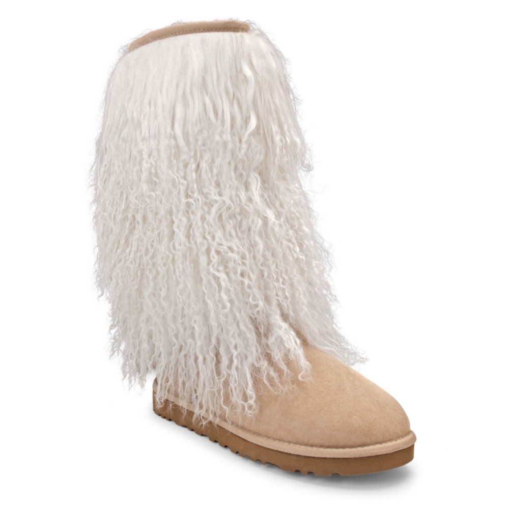 UGG Australia Tall Sheepskin Cuff Womens Boots, Sand-Natural, medium