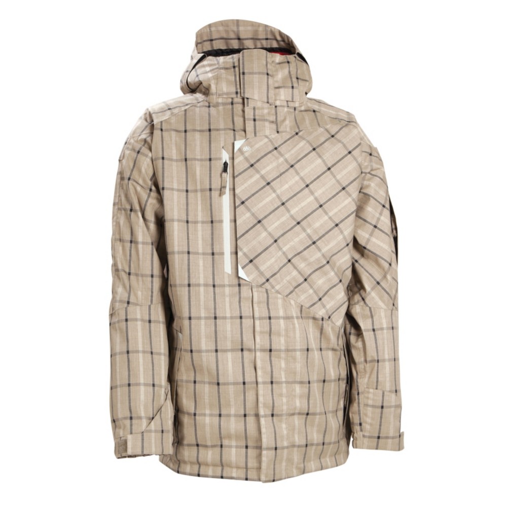 686 Smarty Counter 3-In-1 Mens Insulated Snowboard Jacket, Taupe Plaid, medium