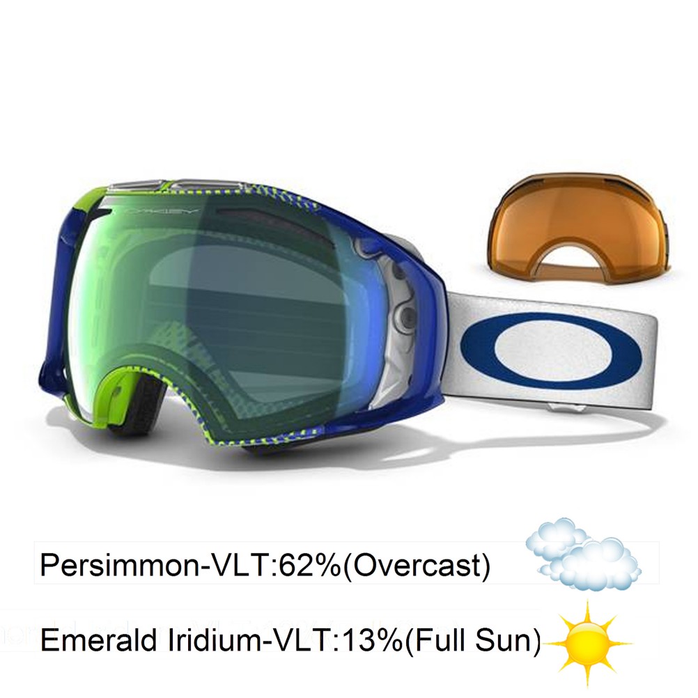 Oakley Airbrake Goggles 2013, Half Tone Green Blue-Emerald Iridium Persimmon, medium