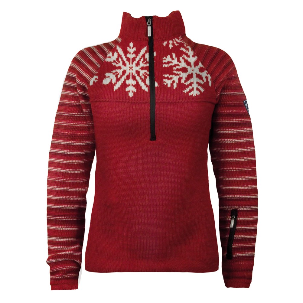 Dale Of Norway Isfjorden Womens Sweater, Raspberry-Off White-Redrose, swatch