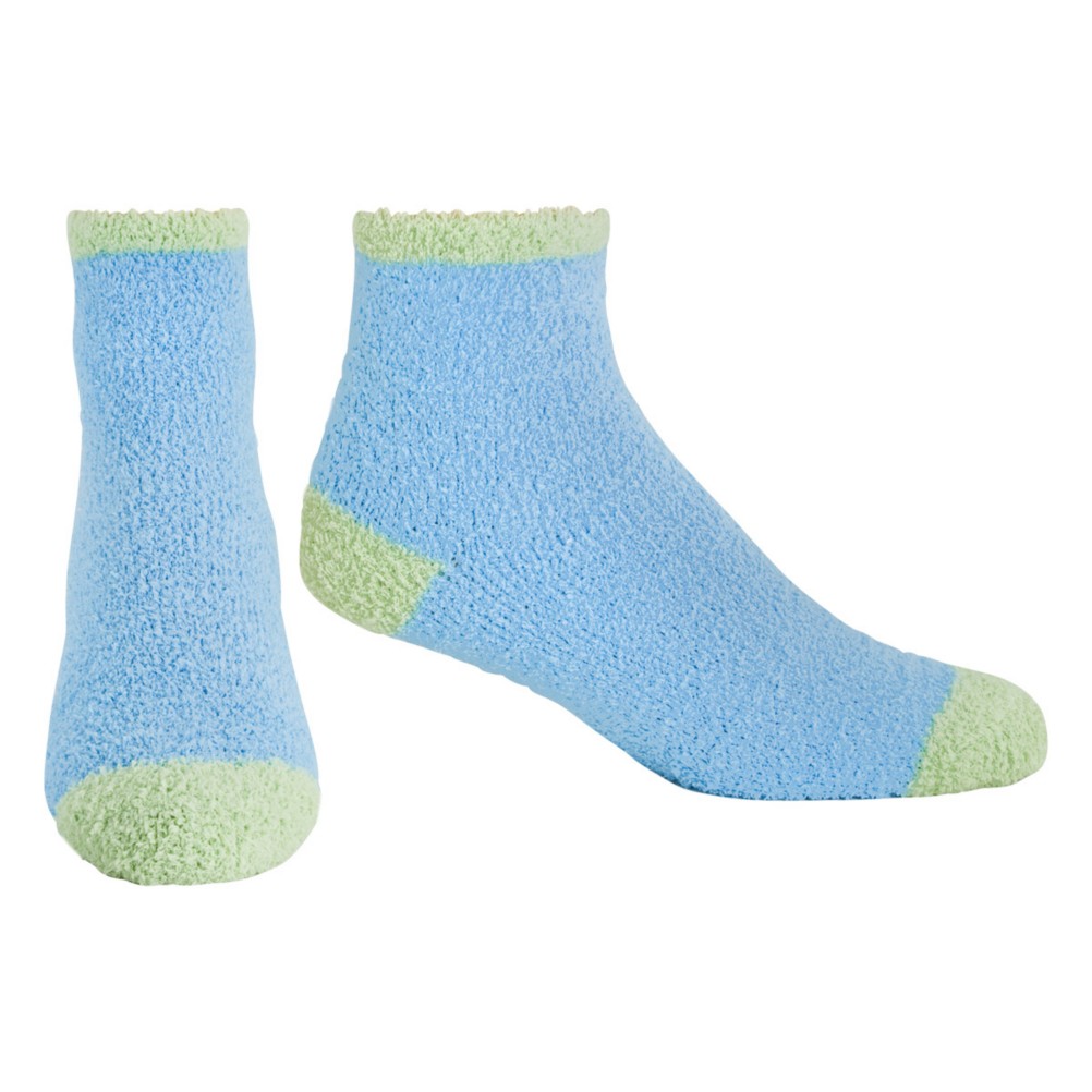 Life Is Good Snuggle Lightweight Womens Socks, Turquoise Blue-Apple Green, swatch