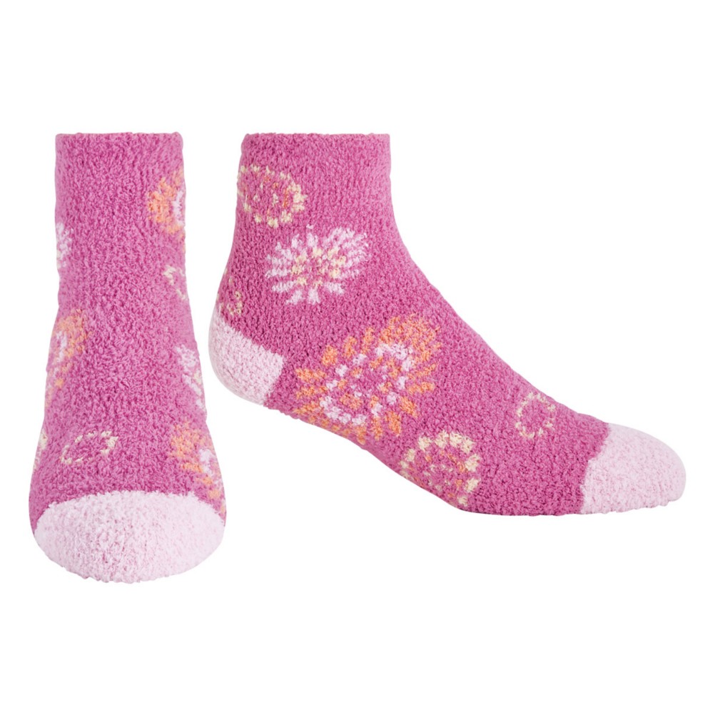 Life Is Good Snuggle Lightweight Womens Socks, Hot Fuchsia Floral, swatch