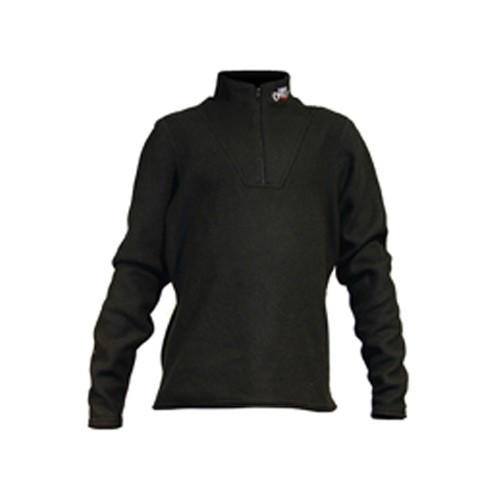 Hot Chillys Micro Fleece Zip Kids Long Underwear Top, Black, medium