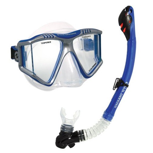 US Divers Lux Purge LX Grenada Snorkel Combo, Blue, swatch