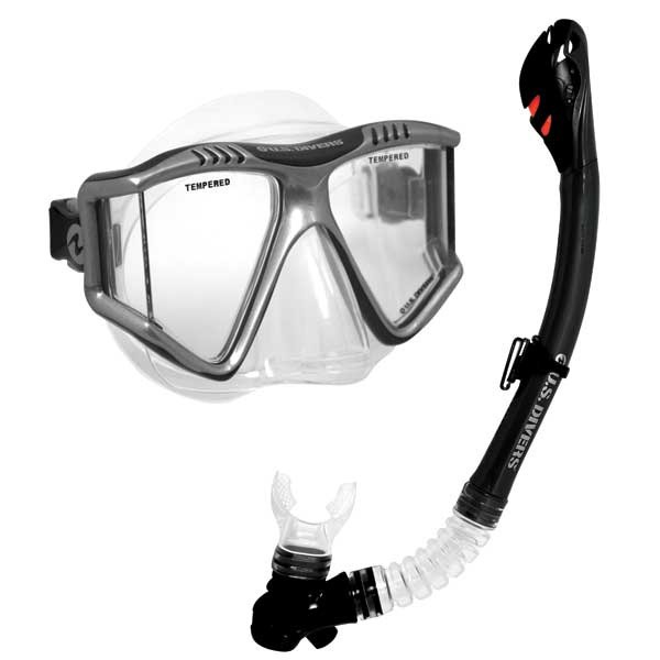 US Divers Lux Purge LX Grenada Snorkel Combo, Black, medium