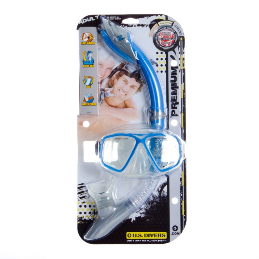 US Divers Acapulco LX Palau Dry Snorkel Combo, Arctic, medium